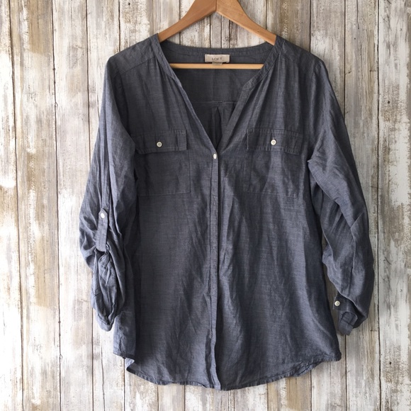 LOFT Tops - Loft Grey Button Down